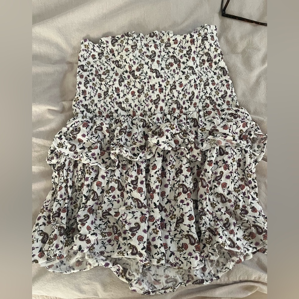 Floral shirred waist mini skirt Size US 8